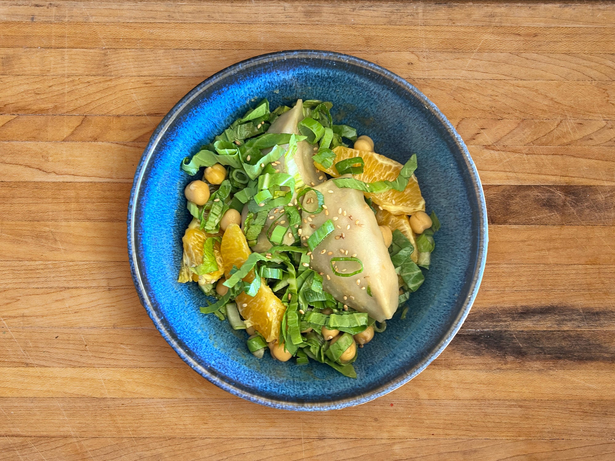 Pan Seared Dumpling Orange Salad