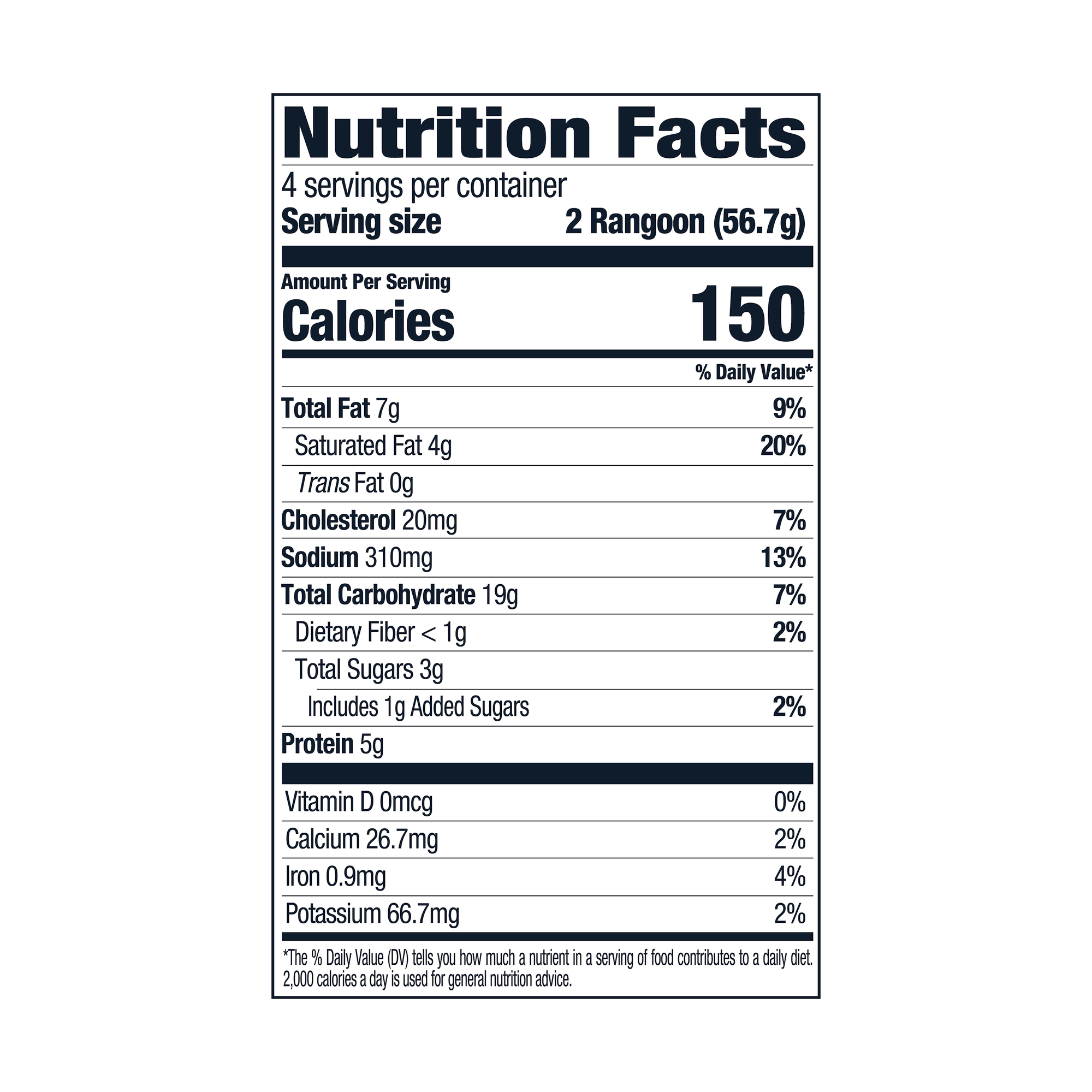 Nutrition Facts of Crab Rangoon