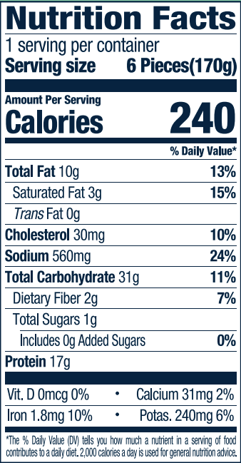 Nutrition Facts of Microwaveable Beef Soup Dumplings