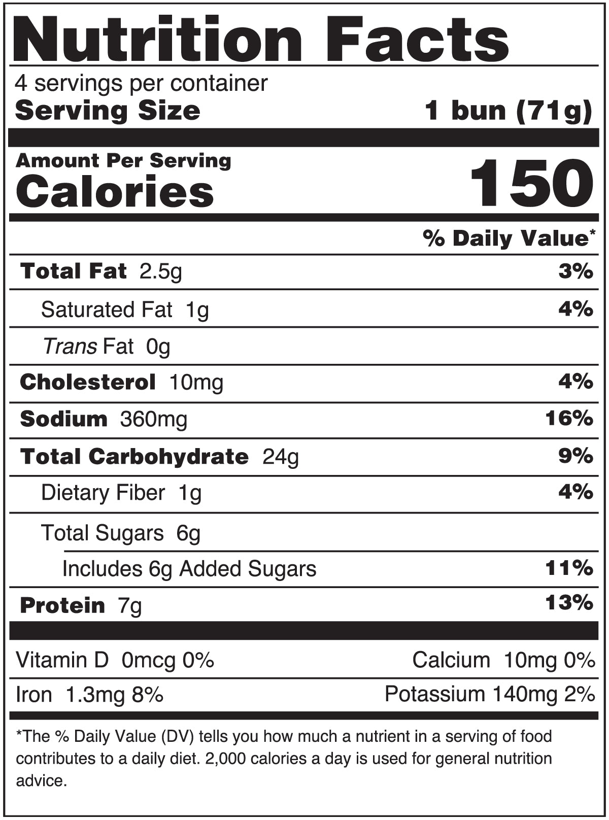 Nutrition Facts of Sesame Chicken Bao Buns