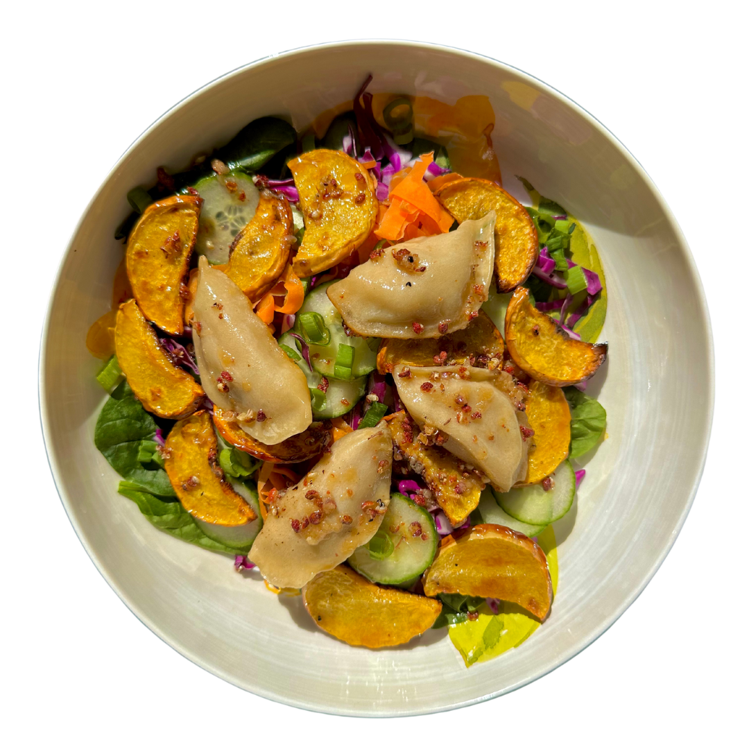 Dumpling & Squash Salad with Numbing Vinaigrette